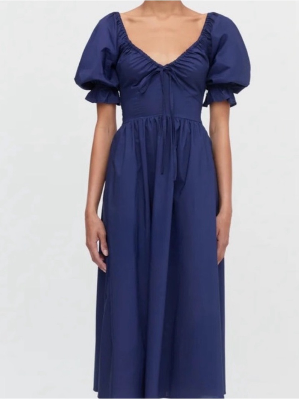 Hill House Navy Puff-Sleeve Midi Dress
